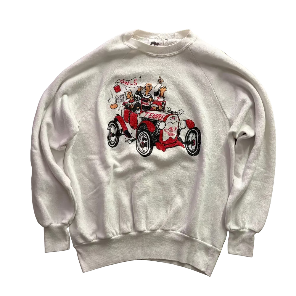 Temple University Cartoon 80s White Crewneck Size XL
