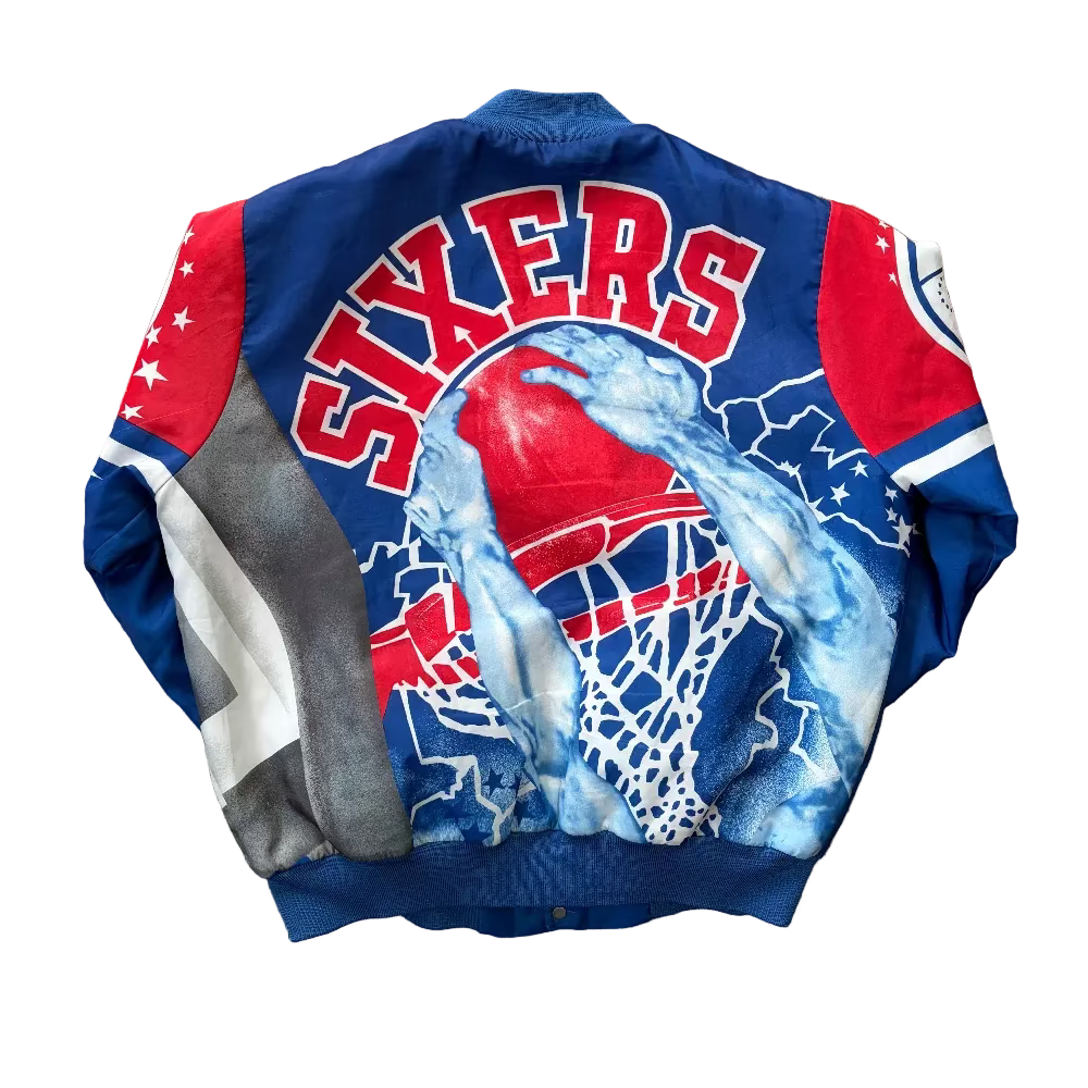 Philadelphia 76ers Chalk Line Shattered Backboard Jacket Size L Back